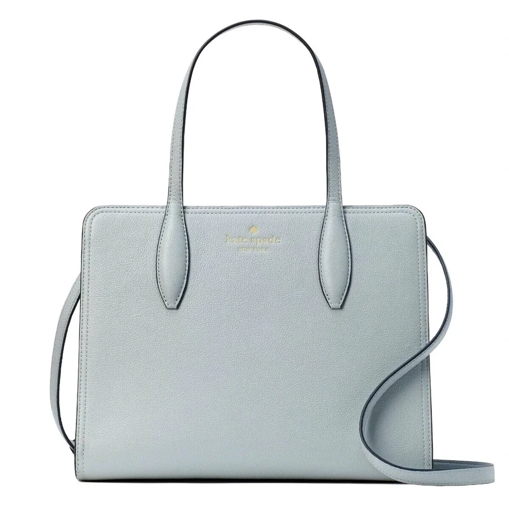 New! Kate Spade Rowe Medium‎ Top Zip Satchel Pebble Leather in Avalon Mist